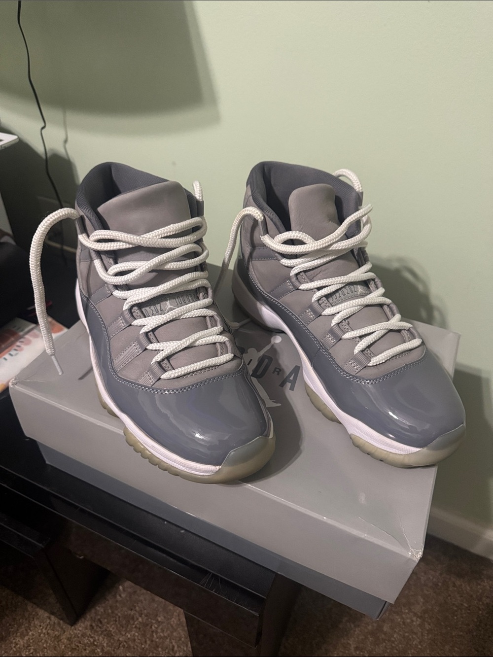 Jordan XI Cool Gray High-Top Patent Leather Sneakers